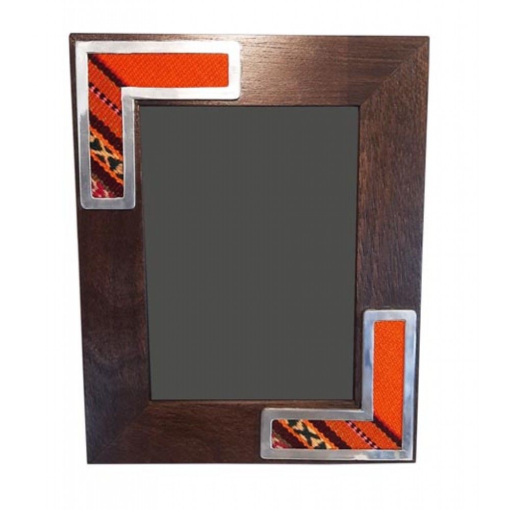 Wood and Pewter picture frame with aguayo
